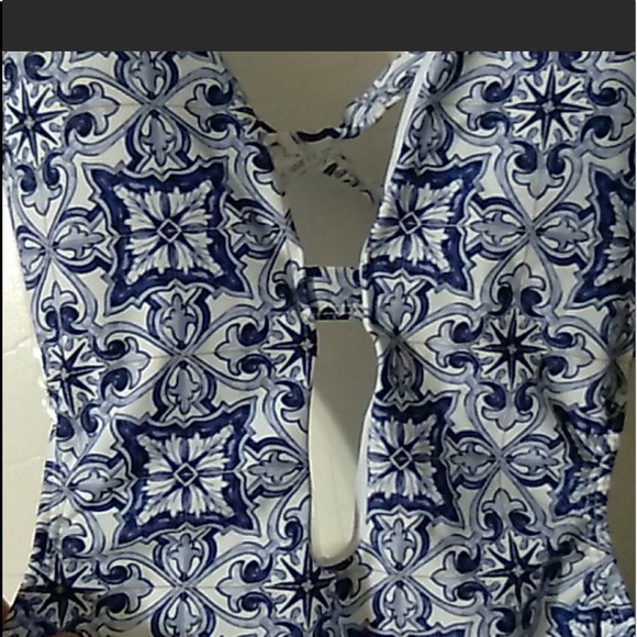 RACHEL by Rachel Roy - Blue Tile One Piece Swimsuit - Size L - Picture 9 of 9